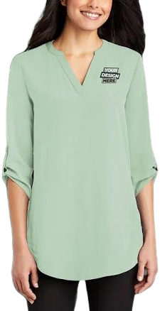 Custom Embroidery Logo 3/4 Sleeve Tunic Shirt