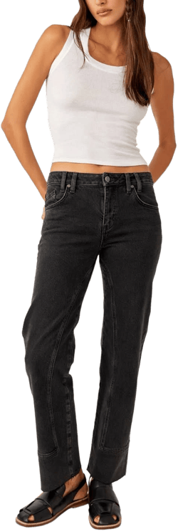 Free People Women's Risk Taker Mid-Rise Straight Jeans
