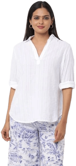CG Women's 3/4 Sleeve Textured Cotton Blend Top