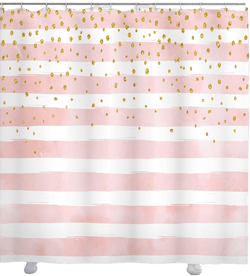 Ambesonne Modern Shower Curtain, Watercolor Paint Horizontal Stripes and Dots Artistry Illustration, Cloth Fabric Bathroom Decor Set with Hooks, 69" W x 70" L, Pink Yellow 69"W x 70"L (Pack of 1) Pink Yellow