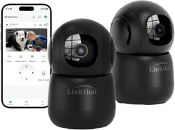 Pet Camera Indoor, Indoor Camera Wireless with 2k 360 Translation 90 Tilt Auto Tracking Motion Detection Night Vision Live Notice Schedule Share View, Pet Camera Indoor with Phone App 2.4GHz, 2 Pack Black-2Pack