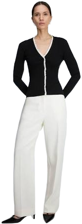 Oak + Fort High-Rise Straight Leg Half Elastic Waist Trousers