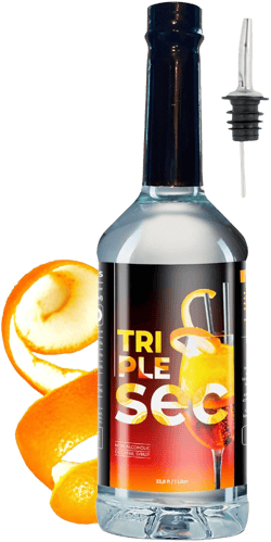 Triple Sec Syrup Non-Alcoholic (1 Liter) Sweet & Citrus Orange Bitters Flavor, Great for Cocktails, Mocktails + Liquor Pourer Dispenser Bundle