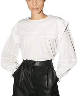 Warehouse Tops Square Collar Detail Cotton Blouse