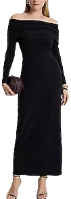 Women's Off The Shoulder Long Sleeve Knit Maxi Dress