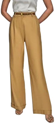 Donna Karan Women's Linen-Blend Wide-Leg Pants with Belt