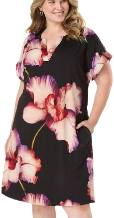 Plus Size Placed Floral Shift Dress