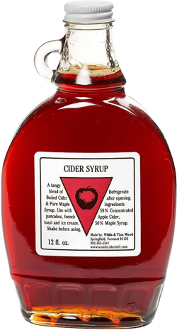 Pure Cider Syrup, Vermont Family Farm Made, Sweet, Tangy, Boiled Cider and Pure Maple Syrup Blend, 12 fl oz glass bottle