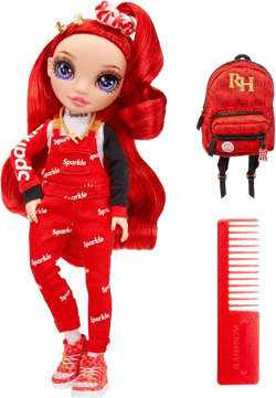 Rainbow High Jr High Ruby Anderson- 9-inch RED Fashion Doll with Doll Accessories- Open and Closes Backpack, Great Gift for Kids 6-12 Years Old and Collectors Modern