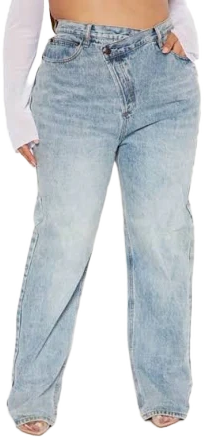 Fashion Nova Women's Crossover Straight Leg Jeans