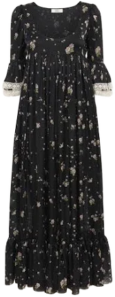 Chloé Women's Lace-Trimmed Gathered Silk-Charmeuse Midi Dress