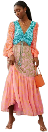 Colorblock Printed Maxi Dress