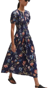 Me+em Women's Floral Garden Print Smocked Cotton Maxi Dress