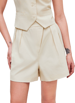 Linen-Blend Mid Rise Shorts