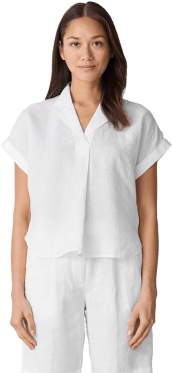 Eileen Fisher Women's Organic Handkerchief Linen Notch Collar Top