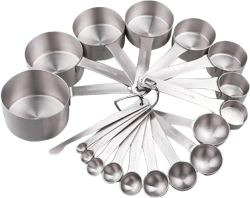 Smithcraft Measuring Cups and Spoons Set, 18/8 Stainless Steel Measuring Cups and Spoons for Kitchen & Baking, Heavy Duty Metric & US 8 Measuring cups, 9 Measuring Spoons Set A: 8cups+9spoons