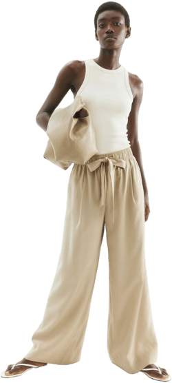 H&M Ladies Wide-leg Pants with Tie Belt