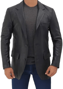 FJackets Men's Lambskin Leather Notch Lapel Blazer