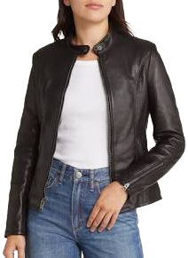 Schott NYC Women's Cafe Racer Leather Jacket