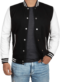 Black and White Men's Stylish Letterman Jacket