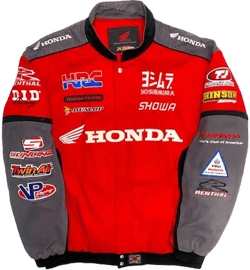 Jh Design Vintage Honda Racing Embroidered All Over Motorcycle Bomber Jacket