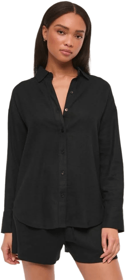 Abercrombie & Fitch Women's Oversized Linen-Blend Shirt