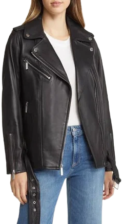 Michael Michael Kors Women's Oversize Leather Moto Jacket