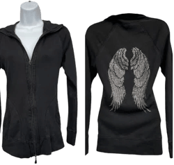Kavio Jeweled Angel Wings Zip-Up Jacket
