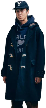 Wool Blended Long Duffle Coat_Navy