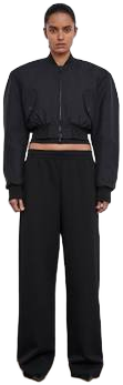 WARDROBE.NYC Women's Cropped Zip-Up Polyamide Bomber Jacket