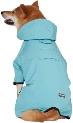 Blueberry Pet Waterproof Dog Softshell Jacket Hooded Raincoat and Windbreaker with Leash & Harness Hole