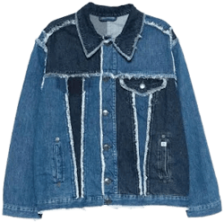 Charles Jeffrey Loverboy Frayed Patchwork Denim Jacket