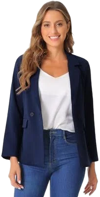 Allegra K Women's Lapel Collar Work Office Long Sleeve Blazer