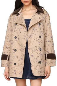 AVEC LES FILLES Women's Asymmetrical- Double-Breasted Oversized Trench Jacket