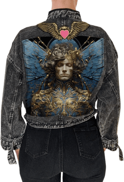 Oversized Jean Jacket in Black Denim Art