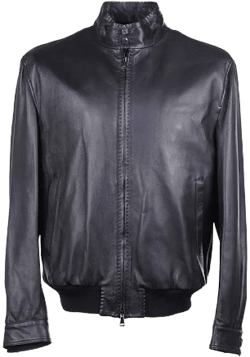 Rifugio Napoli Handmade Black Nappa Lambskin Leather Bomber Jacket L