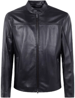 Michael Kors Men's Mock-Neck Lamb Skin Biker Jacket