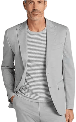 JOE Joseph Abboud Big & Tall Modern Fit Knit Men's Suit Jacket , Grey Birdseye / Gray - Size: 48 Regular