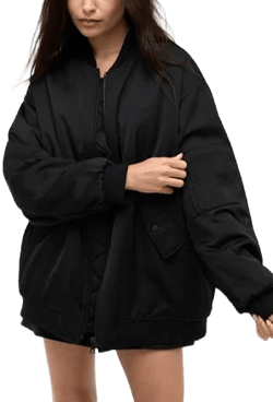 Kenneth Cole Women's Oversize Satin Bomber Jacket