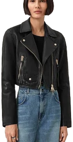 Allsaints Women's Elora Cropped Leather Biker Jacket