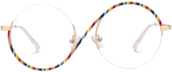 Zeelool Round Metal Prescription Glasses with Rainbow Frames
