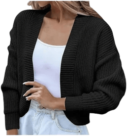 Women's Cropped Open Front Knit Cardigan
