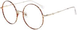 Firmoo Gold Tortoise Round Prescription Glasses