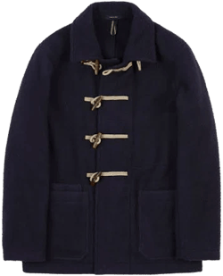 Drake's Navy Casentino Wool Short Duffle Coat