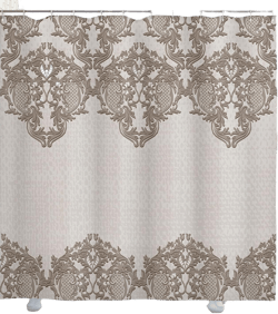 Ambesonne Floral Shower Curtain, Lace Like Framework Borders with Details Delicate Intricate Retro Dated Print, Cloth Fabric Bathroom Decor Set with Hooks, 69" W x 84" L, Pale Taupe