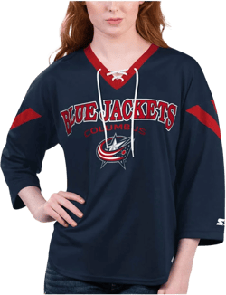 G-III Apparel Group Women's Columbus Blue Jackets Starter Rally Fashion Hockey Jersey