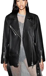 Allsaints Women's Billie Oversized Leather Biker Jacket