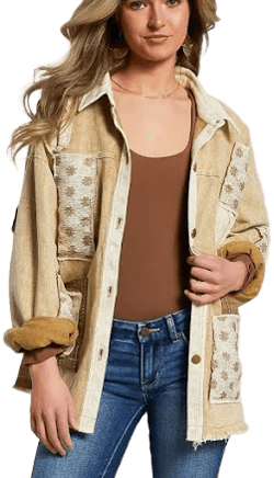 Oli & Hali Women's Patchwork Denim Jacket with Buckle