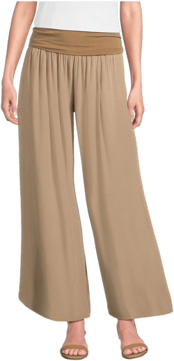 Made in Italy Fold-Over Waistband Wide Leg Pants