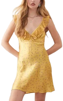 Reclaimed Vintage Floral Mini Tea Dress with Flutter Sleeves